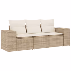 Set Divano da Giardino 3 pz con Cuscini Beige in Polyrattancod mxl 88750 - Vista aggiuntiva 2