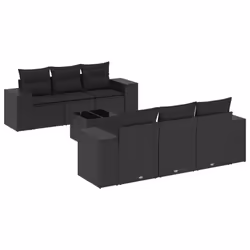 Set Divani da Giardino con Cuscini 7pz Nero Polyrattancod mxl 92190 - Vista aggiuntiva 2