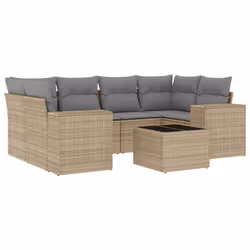 Set Divani da Giardino 7 pz con Cuscini Beige in Polyrattancod mxl 113789 - Vista aggiuntiva 2