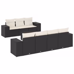 Set Divani da Giardino con Cuscini 8 pz Nero in Polyrattancod mxl 89777 - Vista aggiuntiva 2
