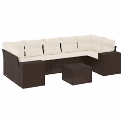 vidaXL Set Divani da Giardino 8 pz con Cuscini Marrone in Polyrattan - Vista aggiuntiva 2