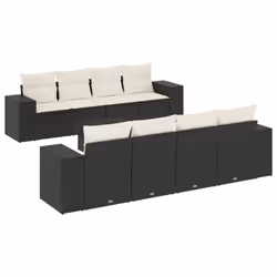 Set Divani da Giardino 9 pz con Cuscini Nero in Polyrattancod mxl 114117 - Vista aggiuntiva 2