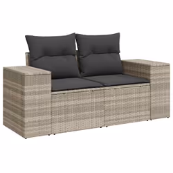 vidaXL Set Divano da Giardino 9pz con Cuscini Grigio Chiaro Polyrattan - Vista aggiuntiva 3