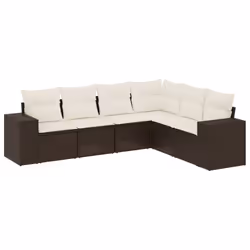 vidaXL Set Divano da Giardino 6 pz con Cuscini Marrone in Polyrattan - Vista aggiuntiva 2