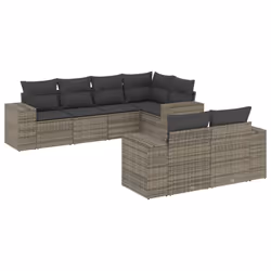 Set Divani da Giardino 7 pz con Cuscini Grigio in Polyrattancod mxl 90344 - Vista aggiuntiva 2