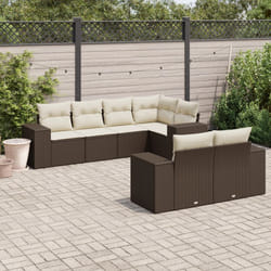 vidaXL Set Divani da Giardino 7 pz con Cuscini Marrone in Polyrattan
