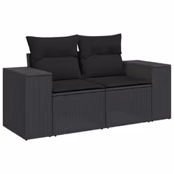 Set Divani da Giardino con Cuscini 7pz Nero Polyrattancod mxl 112748 - Vista aggiuntiva 3