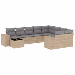 Set Divano da Giardino 10 pz con Cuscini Beige in Polyrattancod mxl 113322 - Vista aggiuntiva 2