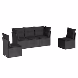 Set Divani da Giardino 5 pz con Cuscini in Polyrattan Nerocod mxl 87387 - Vista aggiuntiva 2