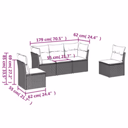 Set Divani da Giardino 5 pz con Cuscini in Polyrattan Nerocod mxl 87387 - Vista aggiuntiva 3