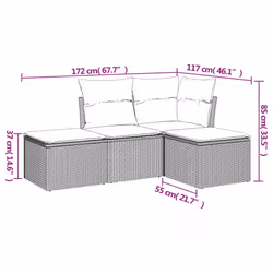 VidaXL 3217478 set mobili da esterno Crema, Bianco - Vista aggiuntiva 3