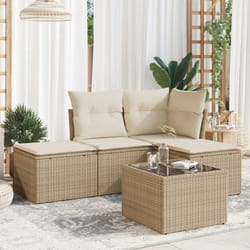 Vidaxl - Set Divano da Giardino 5 pz con Cuscini Beige in Polyrattan