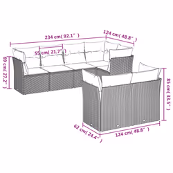 vidaXL Set Divani da Giardino 7 pz con Cuscini Beige in Polyrattan - Vista aggiuntiva 3