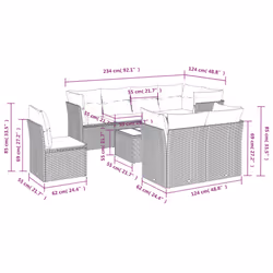 Set Divano da Giardino 9 pz con Cuscini Beige in Polyrattancod mxl 111802 - Vista aggiuntiva 3
