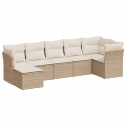 vidaXL Set Divani da Giardino 7 pz con Cuscini Beige in Polyrattan - Vista aggiuntiva 2