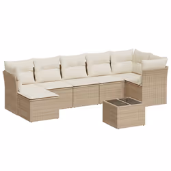 Set Divano da Giardino 8 pz con Cuscini Beige in Polyrattancod mxl 87291 - Vista aggiuntiva 2