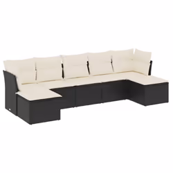 vidaXL Set Divani da Giardino con Cuscini 7pz Nero Polyrattan - Vista aggiuntiva 2