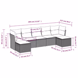 vidaXL Set Divani da Giardino con Cuscini 7pz Nero Polyrattan - Vista aggiuntiva 3