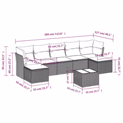 Set Divani da Giardino con Cuscini 8 pz Nero in Polyrattancod mxl 113493 - Vista aggiuntiva 3
