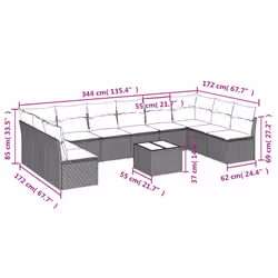 Set Divani da Giardino 11 pz con Cuscini in Polyrattan Nerocod mxl 112009 - Vista aggiuntiva 3