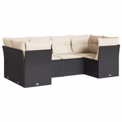 Set Divano da Giardino 6 pz con Cuscini Nero in Polyrattancod mxl 112008 - Vista aggiuntiva 2