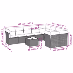 Set Divano da Giardino 10 pz con Cuscini Beige in Polyrattancod mxl 87764 - Vista aggiuntiva 3