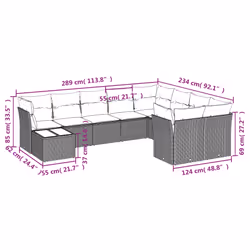vidaXL Set Divano da Giardino 10 pz con Cuscini Beige in Polyrattan - Vista aggiuntiva 3