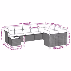 vidaXL Set Divano Giardino 10 pz con Cuscini Grigio Chiaro Polyrattan - Vista aggiuntiva 3