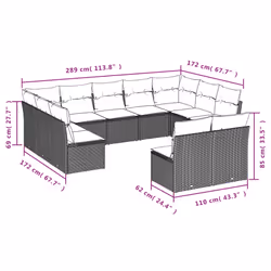 Set Divani da Giardino 11 pz con Cuscini in Polyrattan Nerocod mxl 87546 - Vista aggiuntiva 3