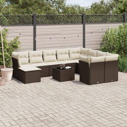 vidaXL Set Divani da Giardino 11 pz con Cuscini Polyrattan Marrone