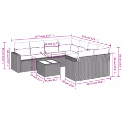 Set Divano da Giardino 9 pz con Cuscini Grigio in Polyrattancod mxl 87516 - Vista aggiuntiva 3