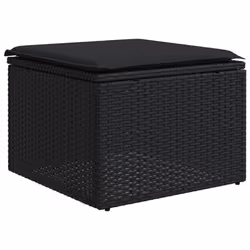 vidaXL Set Divano da Giardino 6 pz con Cuscini Nero in Polyrattan - Vista aggiuntiva 3
