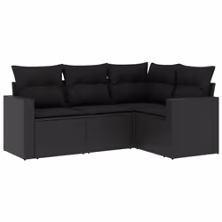 Set Divani da Giardino 4 pz con Cuscini Nero in Polyrattancod mxl 114181 - Vista aggiuntiva 2