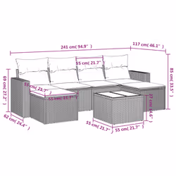 vidaXL Set Divani da Giardino 7pz con Cuscini Grigio Chiaro Polyrattan - Vista aggiuntiva 3