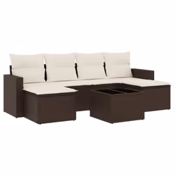 vidaXL Set Divani da Giardino 7 pz con Cuscini Marrone in Polyrattan - Vista aggiuntiva 2