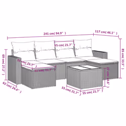vidaXL Set Divani da Giardino 7 pz con Cuscini Marrone in Polyrattan - Vista aggiuntiva 3