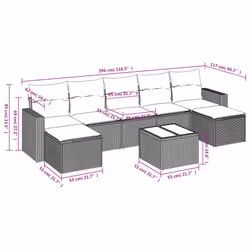 vidaXL Set Divano da Giardino 8pz con Cuscini Grigio Chiaro Polyrattan - Vista aggiuntiva 3