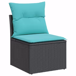 vidaXL Set Divani da Giardino 10 pz con Cuscini Nero in Polyrattan - Vista aggiuntiva 3