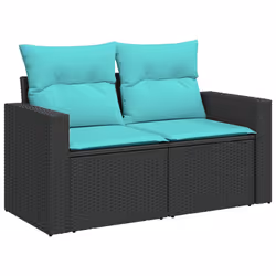 vidaXL Set Divani da Giardino 9 pz con Cuscini Nero in Polyrattan - Vista aggiuntiva 3