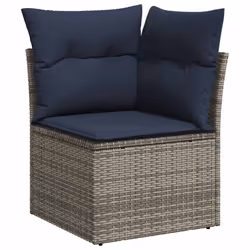 vidaXL Set Divani da Giardino 9 pz con Cuscini Grigio in Polyrattan - Vista aggiuntiva 3