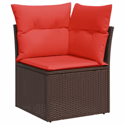 vidaXL Set Divani da Giardino 9pz con Cuscini Marrone in Polyrattan - Vista aggiuntiva 3