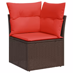vidaXL Set Divani da Giardino 10pz con Cuscini in Polyrattan Marrone - Vista aggiuntiva 3