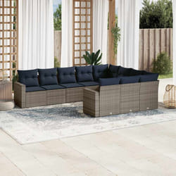 vidaXL Set Divani da Giardino 10 pz con Cuscini Grigio in Polyrattan