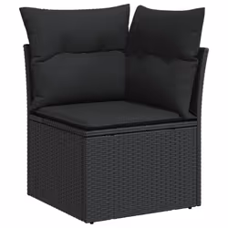 vidaXL Set Divani da Giardino 10pz con Cuscini in Polyrattan Nero - Vista aggiuntiva 3