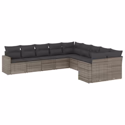 Set Divano da Giardino 10 pz con Cuscini Grigio in Polyrattancod mxl 116606 - Vista aggiuntiva 2