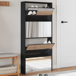 Vidaxl - Scarpiera con Specchio a 4 Livelli Nera 63x17x134 cm Nero