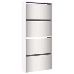Scarpiera con Specchio a 4 Livelli Bianco lucido 63x17x134 cmcod mxl 86567 - Vista aggiuntiva 2