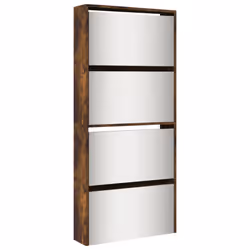 vidaXL Scarpiera con Specchio a 4 Livelli Rovere Fumo 63x17x134 cm - Vista aggiuntiva 2