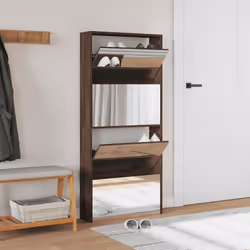 vidaXL Scarpiera con Specchio a 4 Livelli Rovere Marrone 63x17x134 cm - Vista aggiuntiva 3