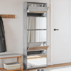Scarpiera con Specchio a 5 Livelli Grigio Cemento 63x17x169,5cm Vidaxl Grigio
